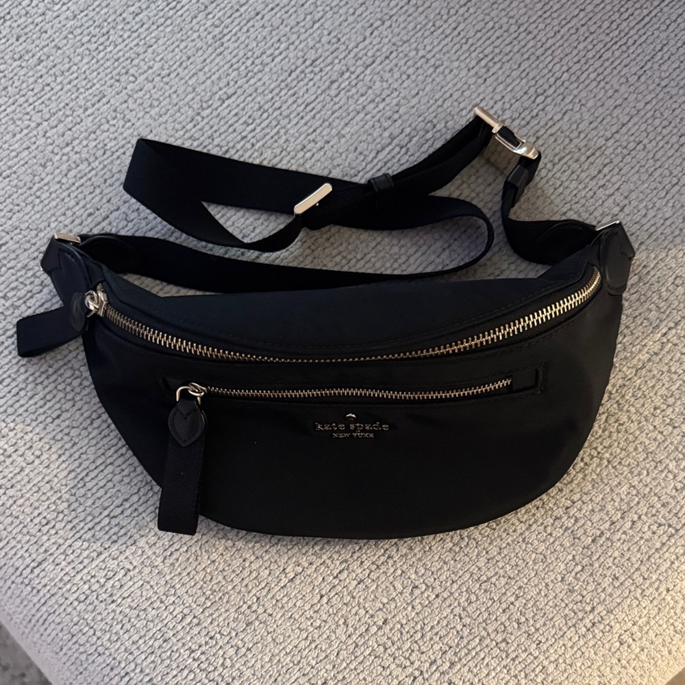 Kate Spade Black Belt Bag with Gold Accents